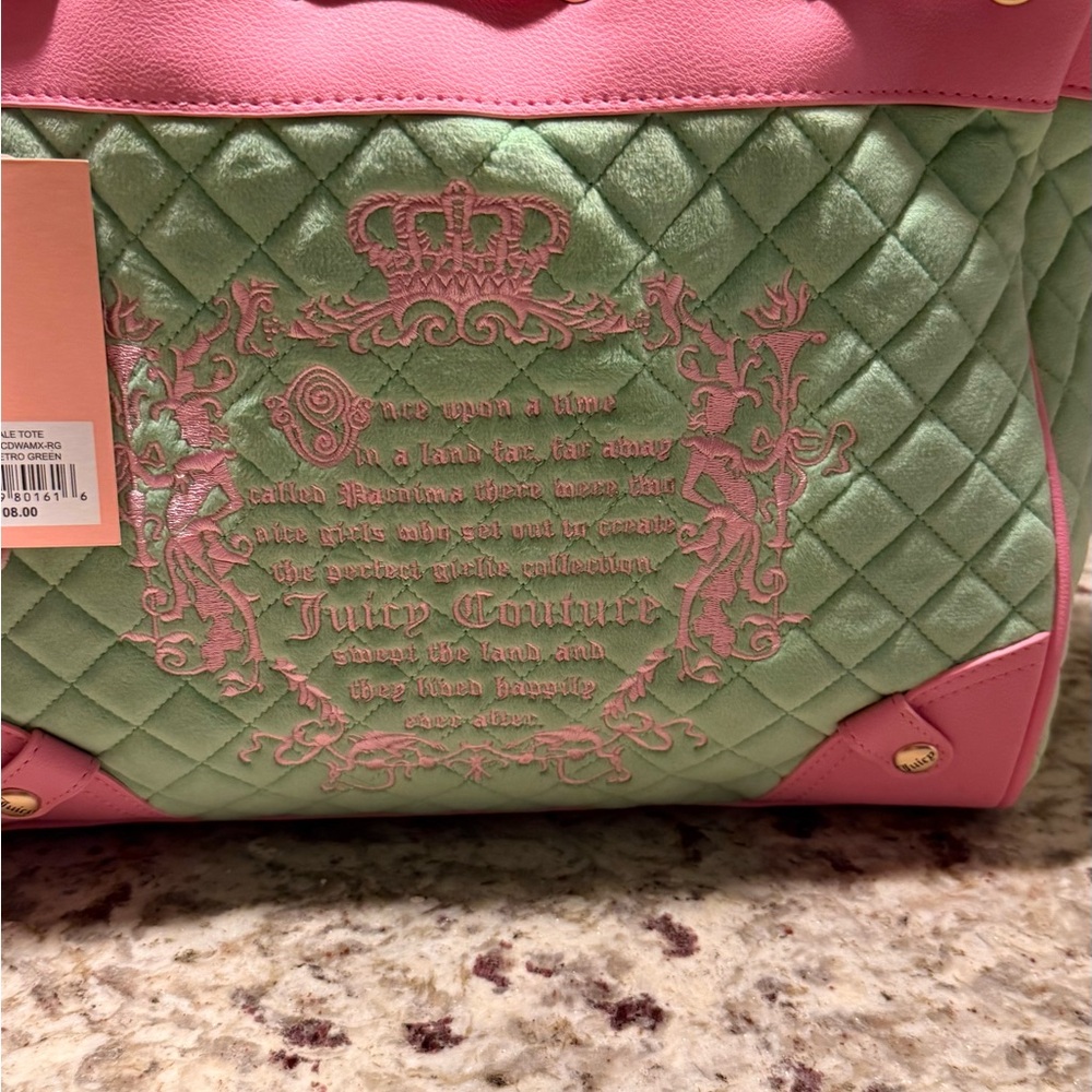 NWT Juicy Couture Juicy Tale Tote Daydreamer - Retro Green Pink